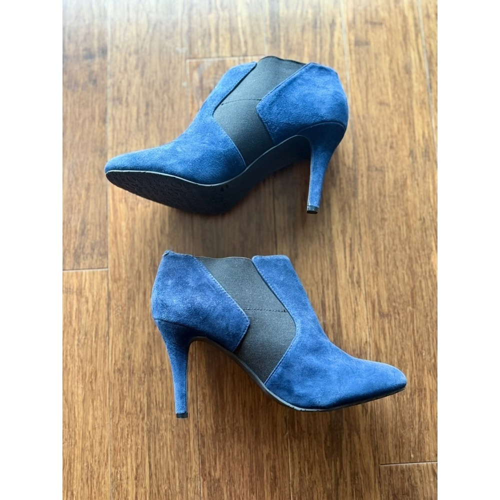 Arturo Chiang Womens Cobalt Blue Suede Pointed Toe Stiletto Ankle Booties 9.5M
